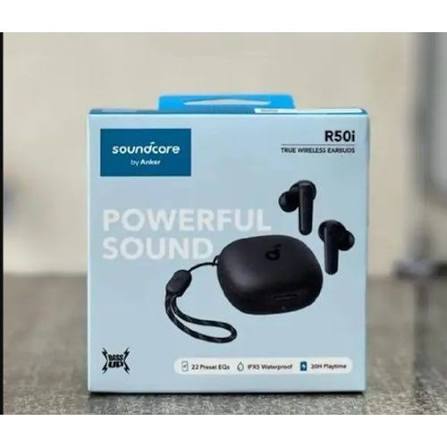 Anker Soundcore R50i True Wireless Earbuds Black - Front View with Charging Case